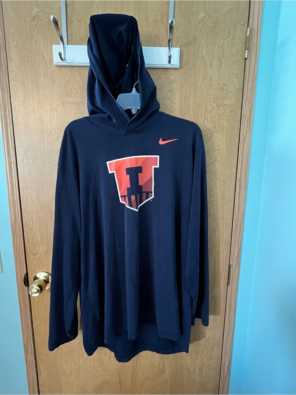Nike Men’s Illinois NCAA Football Navy T-Shirt Hoodie Nike Dri Fit  Mens XXL EUC